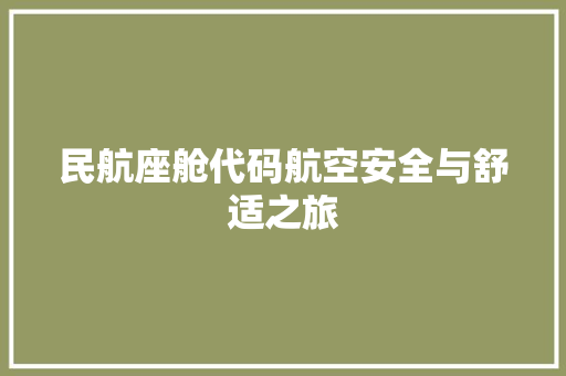 民航座舱代码航空安全与舒适之旅