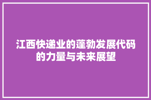 江西快递业的蓬勃发展代码的力量与未来展望