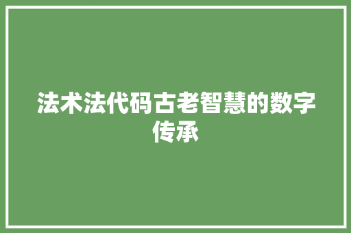 法术法代码古老智慧的数字传承