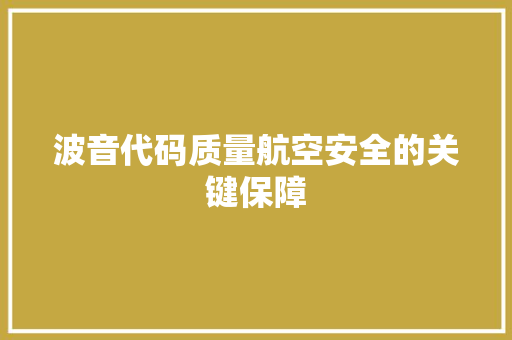 波音代码质量航空安全的关键保障