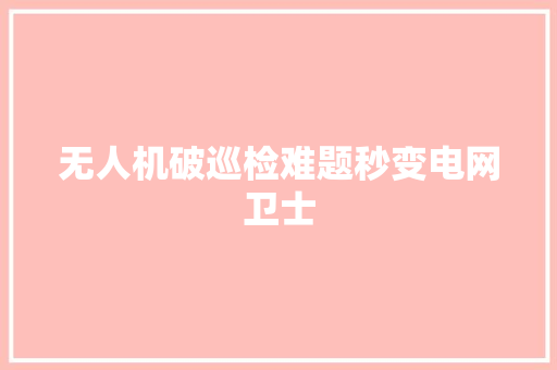 无人机破巡检难题秒变电网卫士