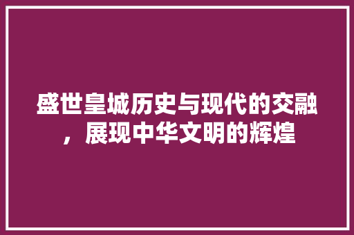 盛世皇城历史与现代的交融，展现中华文明的辉煌