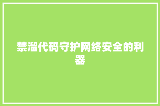 禁溜代码守护网络安全的利器