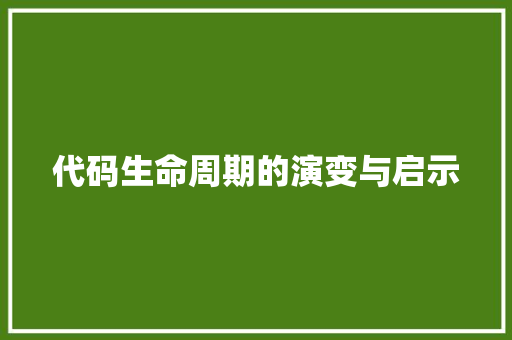 代码生命周期的演变与启示