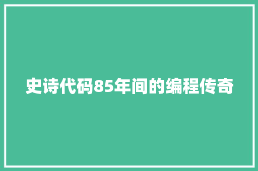 史诗代码85年间的编程传奇