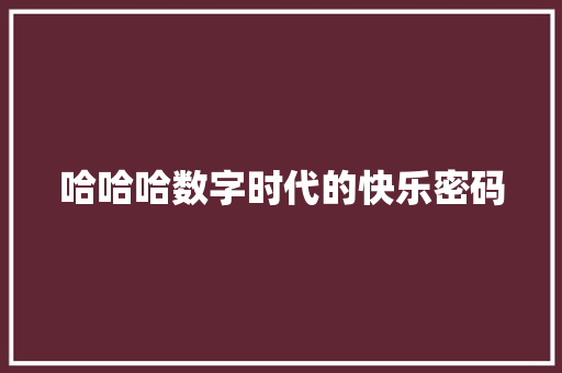 哈哈哈数字时代的快乐密码