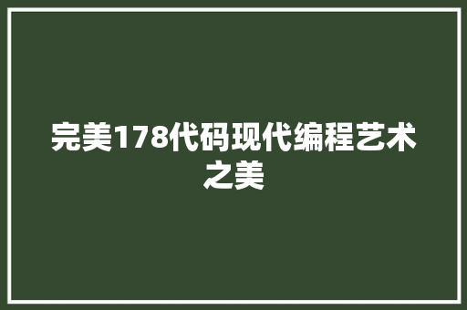 完美178代码现代编程艺术之美
