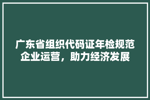 广东省组织代码证年检规范企业运营，助力经济发展