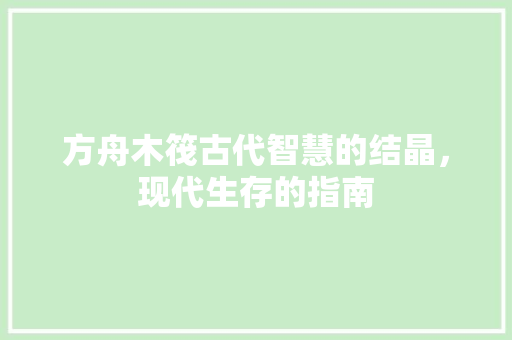 方舟木筏古代智慧的结晶，现代生存的指南