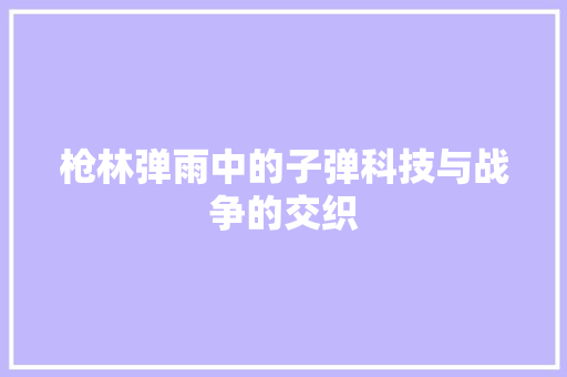 枪林弹雨中的子弹科技与战争的交织