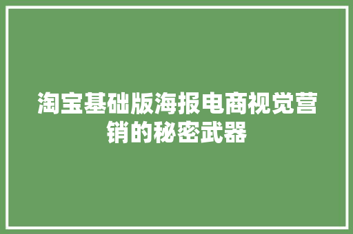 淘宝基础版海报电商视觉营销的秘密武器