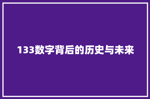 133数字背后的历史与未来