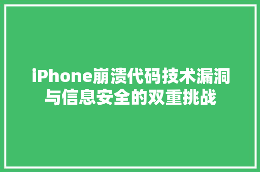iPhone崩溃代码技术漏洞与信息安全的双重挑战
