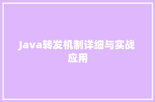 Java转发机制详细与实战应用