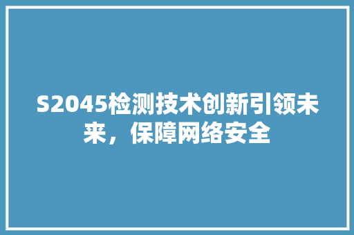 S2045检测技术创新引领未来，保障网络安全
