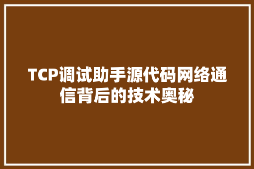 TCP调试助手源代码网络通信背后的技术奥秘