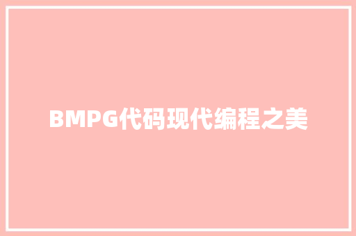 BMPG代码现代编程之美