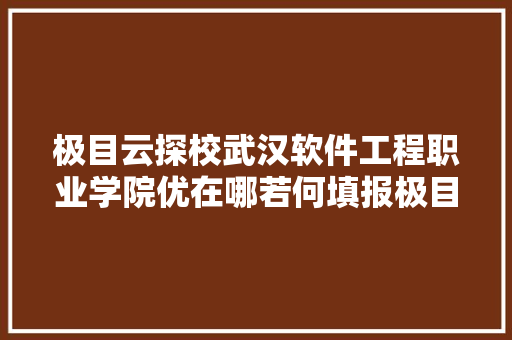 极目云探校武汉软件工程职业学院优在哪若何填报极目云探校来揭秘