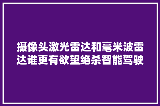 摄像头激光雷达和毫米波雷达谁更有欲望绝杀智能驾驶