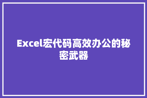 Excel宏代码高效办公的秘密武器