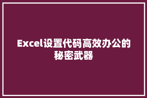 Excel设置代码高效办公的秘密武器