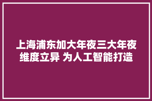 上海浦东加大年夜三大年夜维度立异 为人工智能打造最佳试验场