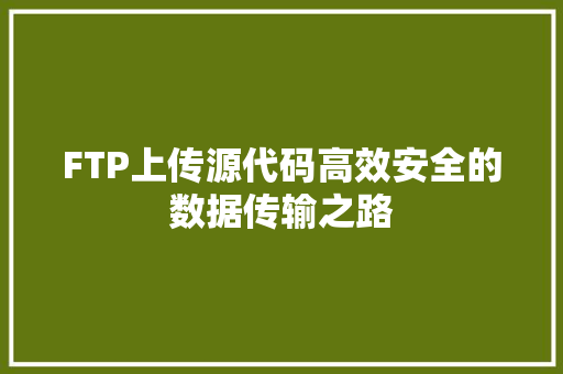 FTP上传源代码高效安全的数据传输之路