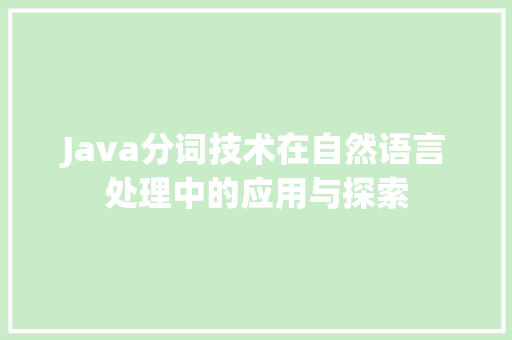 Java分词技术在自然语言处理中的应用与探索