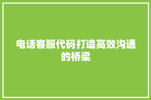电话客服代码打造高效沟通的桥梁