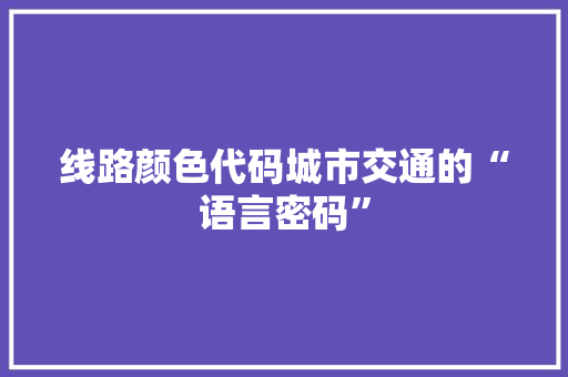 线路颜色代码城市交通的“语言密码”