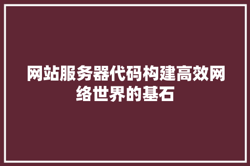 网站服务器代码构建高效网络世界的基石