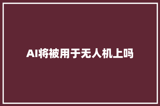 AI将被用于无人机上吗