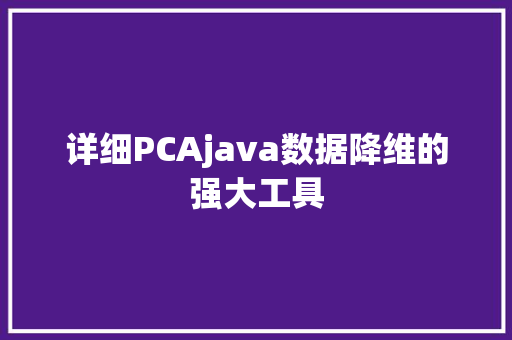 详细PCAjava数据降维的强大工具
