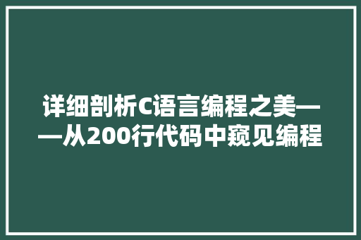 详细剖析C语言编程之美——从200行代码中窥见编程艺术