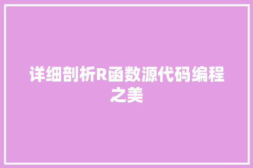 详细剖析R函数源代码编程之美