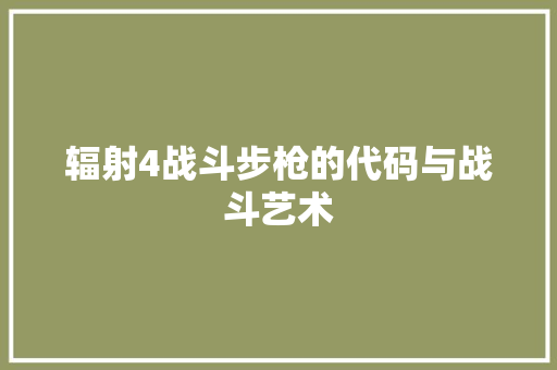 辐射4战斗步枪的代码与战斗艺术