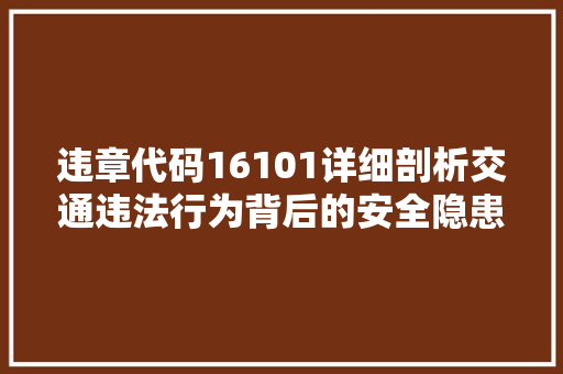违章代码16101详细剖析交通违法行为背后的安全隐患