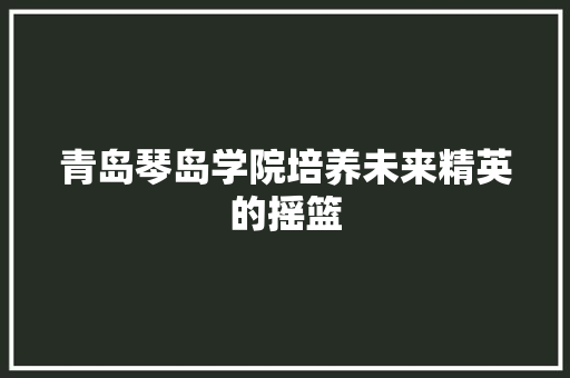 青岛琴岛学院培养未来精英的摇篮