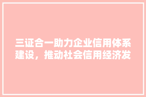 三证合一助力企业信用体系建设，推动社会信用经济发展