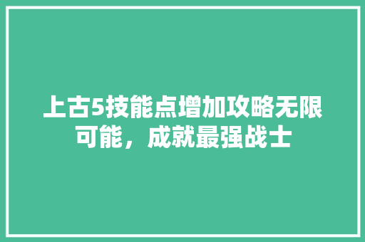 上古5技能点增加攻略无限可能，成就最强战士
