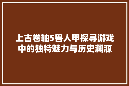 上古卷轴5兽人甲探寻游戏中的独特魅力与历史渊源