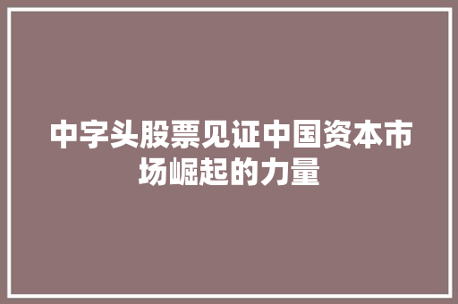 中字头股票见证中国资本市场崛起的力量