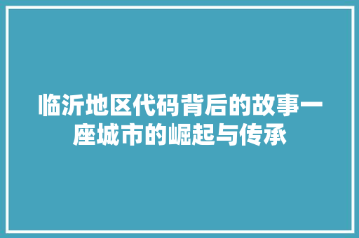 临沂地区代码背后的故事一座城市的崛起与传承