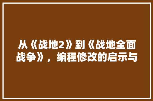 从《战地2》到《战地全面战争》，编程修改的启示与感悟