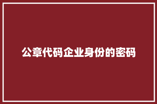 公章代码企业身份的密码