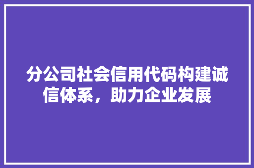 分公司社会信用代码构建诚信体系，助力企业发展