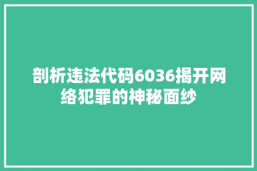 剖析违法代码6036揭开网络犯罪的神秘面纱