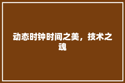 动态时钟时间之美，技术之魂
