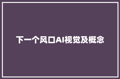 下一个风口AI视觉及概念