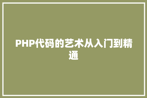 PHP代码的艺术从入门到精通